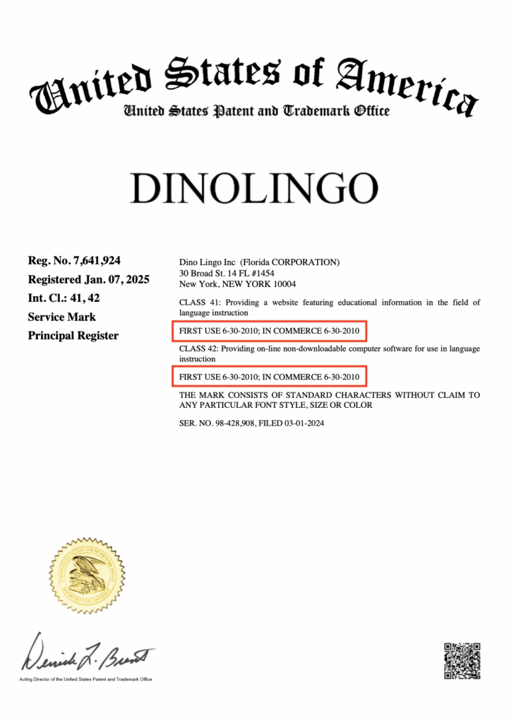 dinolingo trademark